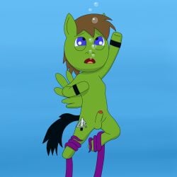 1:1 asphyxiation bubble constricted deltahooves drowning equid equine erection fan_character hasbro hi_res horse male mammal my_little_pony pony scubacat solo underwater water