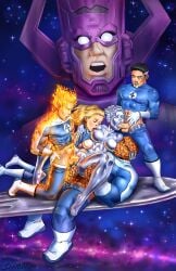 2girls 4boys anal bisexual bisexual_female double_penetration fellatio galactus gangbang group_sex human_torch johnny_storm marvel reed_richards scribbler silver_surfer sucking_nipples sue_storm the_thing_(marvel) vaginal_penetration