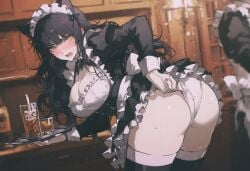 adjusting_panties ai_generated angry_expression ass ass_focus big_breasts blake_belladonna blush cat_ears cleavage cleavage_cutout kizirugai maid_headdress maid_outfit maid_uniform panties rwby thighs