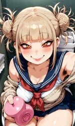 2025 ai_generated armpit_hair big_breasts black_hair blush boku_no_hero_academia breath bush bushy_pubes female hairy hairy_pussy heavy_blush heavy_breathing hi_res high_quality high_res high_resolution highres himiko_toga my_hero_academia onahole pixai ponytail sexy solo_focus submissive submissive_female sweat toilet toilet_stall yukio0o