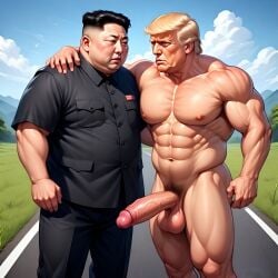 2boys ai_generated donald_trump gay kim_jong-un lovers male male_only muscles muscular penis politics