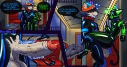 absurd_res anthro asphyxiation baal_sylva bulge_grab bulge_grinding choking clothing collar crilix drone dronification duo gas_mask genitals groping_from_behind hi_res hypnosis hypnotic_visor latex latex_clothing latex_skinsuit male male/male mask medallion mind_control null_bulge penis skinsuit terry_skai throbbing throbbing_penis tight_clothing