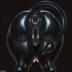 ai_generated anus black_body bovid bovine bovine_genitalia bovine_pussy darkeffect donut_anus inanimate inanimate_object latex love_doll pussy rubber_creature sex_doll sex_toy silicone