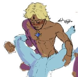 blonde_hair blonde_hair_male blue_eyes blue_hair blue_skin closed_eyes cookie_run cookie_run_kingdom gay gay_anal gay_domination gay_male gay_sex heterochromia male_only pure_vanilla_cookie shadow_milk_cookie soul_play soulplay