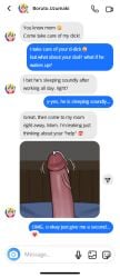 1boy 1girls boruto:_naruto_next_generations dick_pic dick_vein emoji imminent_sex incesth leaking leaking_precum mother_and_son naruto phone_screen precum text text_bubble texting theakuma96 throbbing_penis uzumaki_boruto vein