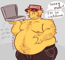 big_belly elliot_(forsaken) elliot_(work_at_a_pizza_place) fat_male feederism forsaken forsaken_(roblox) gurgling_noise hairy_male obese_male overweight_male roblox work_at_a_pizza_place