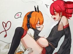 1futa 2girls a.i._voice adachi_rei ahoge areolae black_shirt blush breasts closed_mouth coat female flustered gloves hair_ornament hair_ribbon hairclip headset kasane_teto lifting_shirt long_sleeves looking_at_viewer medium_hair nipples open_mouth orange_eyes orange_hair paizuri paizuri_lead_by_female penis pov precum precum_through_clothing radio_antenna raised_shirt red_eyes red_hair red_nails ribbon riko_(ritora2024_6) robot robot_girl shirt sitting skirt smile smug solo spoken_heart sweatdrop tail teasing turtleneck turtleneck_shirt twitter_username utau white_background white_coat white_gloves white_ribbon