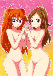 2girls big_breasts breasts female female_only large_breasts medium_breasts multiple_girls nipples nnn_(artist) nude precure pretty_cure suite_precure yuri