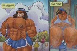 abs anthro ass big_ass big_ass_(male) big_muscles big_pecs brown_skin bulge bully busty canid canine canis domestic_dog facesitting furry furryonline1 gay huge_ass male male_only muscular muscular_male pecs short_shorts skin