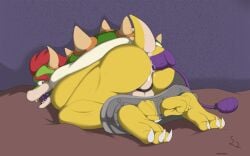 1boy anal anal_sex anthro ass ball_gag balls bondage bound bowser digital_media_(artwork) dildo dildo_in_ass dildo_insertion furry furry_male furry_only gag gagged genitals hair hi_res horn inflatable_dildo koopa looking_back male male_only mario_(series) nintendo nude object_in_ass penetration raised_tail red_eyes red_hair reptile scales scalie sex_toy sex_toy_in_ass sex_toy_insertion shell solo spinal22 tail yellow_body yellow_scales
