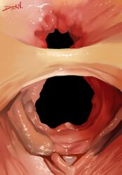 anus anus_focus dorndraws light-skinned_female light_skin open_anus open_vagina pink_anus solo vagina vagina_focus