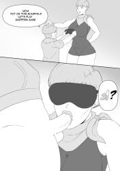 1boy 1boy1girl 1girls 2d akuma96 big_ass big_breasts black_and_white blindfolded blowjob bulma_briefs female greyscale hoodie image incest large_ass large_breasts lbd light-skinned_female light-skinned_male lips male milf monochrome mother mother_and_son older_female oral penis questionable_consent son trunks_briefs younger_male