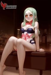 1girls 2d ai_generated ass back bare_shoulders barefoot big_ass bra cyberpunk:_(edgerunners) cyberpunk_2077 erophoenix female female_focus full_body green_hair long_hair looking_at_viewer pale_skin pale_skinned_female panties patreon_username rebecca_(edgerunners) red_eyes red_sclera sitting small_breasts smile soles solo tattoo thick thick_thighs uncensored underwear yellow_eyes