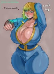 1girls blonde_hair curvy fallout huge_breasts moisty_boo tagme vault_girl