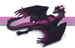 2024 4_toes accessory anus back_wings bent_arm bent_leg black_body black_claws black_membrane black_scales claws countershade_neck countershade_torso countershading curved_tail digital_media_(artwork) dragon european_mythology facial_markings feet female female_feral feral frill_(anatomy) furgonomics genitals hand_on_chest hand_on_own_chest head_crest head_frill head_markings hi_res horn horn_accessory jewelry leg_markings looking_at_viewer lying markings membrane_(anatomy) membranous_wings mythological_creature mythological_scalie mythology necklace nude nude_female on_back pink_markings purple_body purple_countershading purple_eyes purple_frill purple_inner_ear purple_membrane purple_scales pussy raised_head raised_tail scaled_legs scales scalie shadow simple_background slight_smile solo spread_wings tail tail_frill toe_claws toes ulven-f ventral_scales vulva western_dragon wing_claws winged_dragon wings wistria_(virul)
