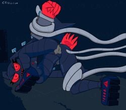 2023 5_fingers absurd_res ambiguous_gender angry anthro artist_name ass_up beltz_(jumpbreak96) black_body black_ears breasts clothing crisiscum eyelashes female fingers footwear glistening glistening_body glistening_vulva grey_inner_pussy grey_tentacles grey_vulva head_down head_down_ass_up hi_res humanoid_vulva imminent_sex imminent_vaginal lagomorph leporid long_ears looking_back mammal medium_breasts open_mouth pupils rabbit red_eyes red_hands red_sclera red_teeth restrained restrained_arms restrained_by_tentacles restrained_leg shaded sharp_teeth shoes solo teeth tentacle tentacle_creature text torn_clothing white_text