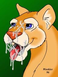 1990s 1996 20th_century cum facial_cumshot feline female fur lion lioness open_mouth wooky year