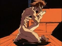 blood_shadow demon evil_smile fear feet feudal_japan incest legs_up long_tongue misaki_(blood_shadow) mother_and_son pain rape raped_by_monster screaming