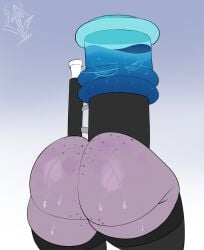 anthro ass ass_focus big_ass cup deltarune dripping eyelashes eyes large_ass looking_at_viewer looking_back no_background thick_thighs thunder_thighs undergroundnsfw water water_cooler water_cooler_(deltarune) watermark