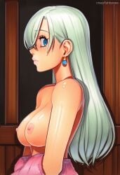 2025 ai_generated artist_name blue_eyes breasts crazyfishbones earrings elizabeth_liones female jewelry large_breasts long_hair looking_at_viewer nipples solo