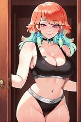 1female 1girls ai_generated blacked blacked_clothing blackedcommiss1 female interracial looking_at_viewer queen_of_spades tagme takanashi_kiara