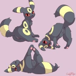 1:1 absurd_res anus black_body black_fur blep covering covering_self eeveelution female feral fur generation_2_pokemon genitals gooeythings hi_res looking_at_viewer looking_back lying nintendo on_back on_side pawpads pokemon pokemon_(species) presenting pussy red_eyes sitting solo tongue tongue_out umbreon upside-down vagina vulva yellow_body yellow_fur