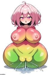 ai_generated belly belly_button blush breasts darkeffect innie_pussy navel no_arms no_legs nude onahole pussy sex_toy solo solo_female solo_focus white_background
