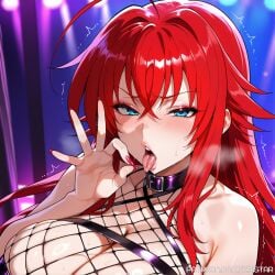 1girls ai_generated big_breasts big_breasts blue_eyes breasts breasts cleavage close-up female female_focus female_only fishnets gesture gesturing_at_viewer high_school_dxd huge_boobs huge_breasts kaistar large_boobs large_breasts light-skinned light-skinned_female light_skin looking_at_viewer oral_gesture patreon red_hair rias_gremory sex_gesture shiny shiny_skin solo solo_female solo_focus sweat sweatdrop sweating sweaty sweaty_body tongue tongue_out wet wet_body wet_skin white_skin white_skinned white_skinned_female