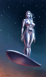 1girls clitoris female marvel nude_female pubic_hair scribbler shalla-bal silver_surfer