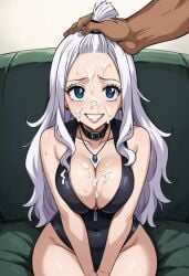 ai_generated big_breasts civitai cum cute dark-skinned_male dark_skin huge_breasts long_hair mirajane_strauss pale_skin swimsuit white_hair