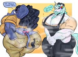 2boys bara bara_tiddies bara_tits busty cafeaubandage furryonline1 male male_only purple_skin skin white_skin