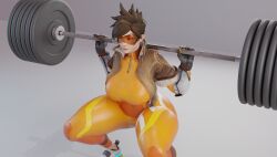 3d 3d_(artwork) big_ass big_breasts huge_ass overwatch overwatch_2 squatting squatting_position tracer weightlifting