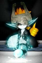 3d alternate_version_available cum futanari futanari glowing_genitalia glowing_tattoo headgear highres imp looking_at_viewer malteadota midna pointy_ears shortstack small_breasts smug_face tagme the_legend_of_zelda the_legend_of_zelda:_twilight_princess thick_thighs