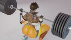 3d 3d_(artwork) big_ass big_breasts huge_ass overwatch overwatch_2 squatting squatting_position tracer weightlifting