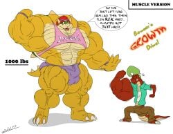 2boys abs biceps big_muscles bowser flexible hair huge_muscle juano large_muscles male mario_(series) muscles muscular muscular_arms muscular_legs muscular_male muscular_thighs nintendo pecs red_hair