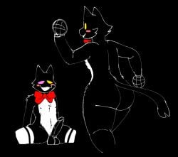 2025 anthro ass balls big_butt black_body blush bow_accessory bow_tie cat_mike_(deltarune) chest_tuft clothed clothing deltarune domestic_cat erection felid feline felis femboy fembunns genitals half-closed_eyes humanoid_genitalia humanoid_penis legwear male mammal mike_(deltarune) narrowed_eyes nude partially_clothed penis pluey_(deltarune) presenting simple_background solo tail thigh_highs tuft undertale_(series)