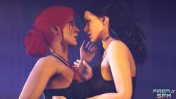 2girls 3d against_table black_hair candle candlelight candles dominant dominant_female drunk drunk_female female female_on_female female_only forced_yuri fully_clothed holding_waist holding_wrist imminent_kiss lingerie moonlight night night_sky pressed pressed_against questionable_consent red_hair shocked shocked_expression shocked_eyes shocked_face shocked_female surprised surprised_expression the_witcher_(series) the_witcher_3:_wild_hunt triss_merigold underwear wine yennefer yennefer_of_vengerberg yuri