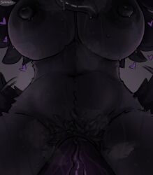 absurd_res animal_genitalia anthro areola biped black_body black_fur black_tail bodily_fluids breasts erect_nipples erection fur genitals gynomorph hi_res humanoid_genitalia humanoid_penis intersex malo navel nipples penis pov_blowjob receiving_pov scp-1471-a scp_foundation seraziel simple_background solo sweat tail tail_motion tailwag tongue tongue_out vein veiny_penis