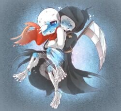 blue_blush geno_sans genocide_sans half-dressed half_clothed half_naked reaper_sans reapertale riding sans_au thegreatrouge undertale undertale_au