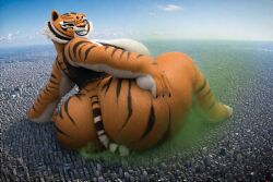 ai_generated ass dreamworks fart farting_on_city female giantess huge_ass kung_fu_panda macro_female master_tigress perchance_ai tiger_girl tiger_stripes tiger_tail