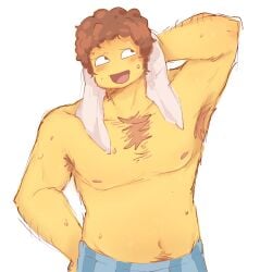 bara blushing_face brown_hair forsaken_(roblox) muscular muscular_male plump roblox roblox_game robloxian self_upload shedletsky sweat tagme xr3dll yellow_skin