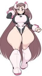 1girls boku_no_hero_academia breasts female female_focus female_only large_breasts light-skinned_female light_skin long_hair looking_at_viewer my_hero_academia ochako_uraraka onaeane solo thick_thighs thighs white_background wide_hips