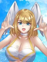 1girls big_breasts bikini breasts cleavage eunie_(xenoblade) female l langspower looking_happy solo tattoo tattoo_on_breast tomboyish xenoblade_(series) xenoblade_chronicles_3