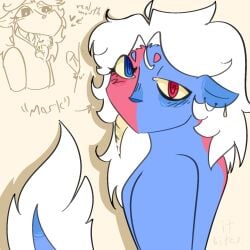 blue_body blue_eyes blue_skin creature dick drooling earings forsaken_(roblox) genderfluid it_bites monster monster_girl naked nervous not_a_girl oc original_character penis penis_out piercing piercings red_body red_eyes red_skin roblox robloxian sakuraroses4 shapeshifter sharp_teeth swap_(oc) tail white_hair yellow_background yellow_sclera yellow_tongue