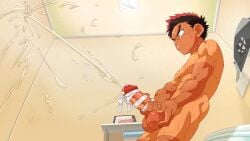 abs ass_visible_through_thighs balls bandaid bandaid_on_nose biceps big_balls big_glans big_penis blush bondage bookbag ceiling ceiling_light cellphone completely_nude cum cum_drip cum_explosion cum_fountain cum_on_penis cum_on_wall cum_shower cum_splatter cum_string cum_trail ejaculation erect_nipples erection excessive_cum filming fingernails frown gay hi_res holding_balls holding_penis huge_cock indoors intense_orgasm leaning_back long_cumshot low-angle_view male male_only masturbation mature_male muscles muscular muscular_arms muscular_male okulain orgasm original original_character pecs penis powerful_cumshot red_eyes red_glans red_hair retracted_foreskin ribbon ribbon_bondage round_eyes semen short_hair side_view small_pupils smartphone solo spiky_hair standing sweat sweatdrop sweating sweaty tan tan_body tanline thick_cum thick_eyebrows thick_penis tied tied_penis toilet tough_guy triceps uncircumcised uncut veiny_penis very_high_resolution yaoi young