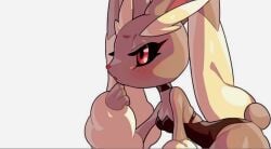 anthro blush bunny bunny_ears bunny_girl bunny_tail bunnysuit choker drunkoak female female_focus female_only fluffy_ears generation_4_pokemon humanoid long_eyelashes lopunny nintendo playboy_bunny pokémon_(species) pokemon pokemon_(species) pokemon_bw pokemon_only red_nose side_view skinny tail thick_thighs