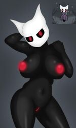 1girls 2022 anthro big_breasts black_body black_skin breasts female female_only glowing_nipples hollow_knight horns looking_at_viewer magalnik oc red_eyes red_nipples red_pussy self_upload tagme team_cherry thick_thighs vessel_(species)