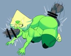 all_fours ambiguous_penetration arched_back blowjob cartoon_network censored fellatio green_skin huge_ass jaybotmechaniac mrjaysin peridot_(steven_universe) shortstack steven_universe tagme thick_thighs veiny_penis