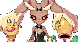 anthro bellsprout blush bow bunny bunny_ears bunny_girl bunny_tail bunnysuit choker drunkoak female female_focus fluffy_ears generation_4_pokemon humanoid long_eyelashes looking_at_viewer lopunny nintendo playboy_bunny pokémon_(species) pokemon pokemon_(species) pokemon_bw pokemon_only red_nose skinny smooth_skin weedle