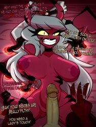 1futa 1girl 1girls 3:4 absurd_res angry bed big_breasts bodily_fluids bound breast_grab breast_touch breasts cuff_(restraint) demon demon_humanoid disembodied_hand disembodied_hands duo english_text female forced furniture futa_pov futanari genitals hair hand_on_breast hazbin_hotel heart_(marking) helluva_boss hi_res humanoid imminent_penetration imminent_rape imminent_sex intersex intersex/female long_hair lying lying_on_bed niffty on_bed penis png portal pov rape restraints spiralart succubus text verosika_mayday verosika_mayday_(helluva_boss) white_hair